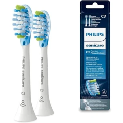 Immagine di Philips Sonicare HX9042/17 Pack da 2 Testine di Ricambio C3 Premium Plaque Defence, con RFID e Tecnologia Adaptive, Per una Pulizia Profonda, Bianco