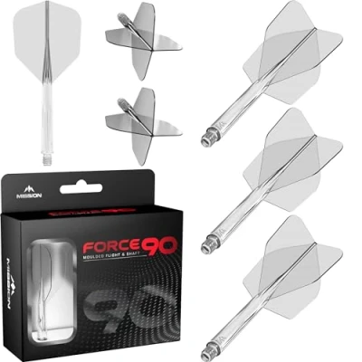 Immagine di Mission Darts Force 90 Freccette con sistema integrato di precisione e asta, confezione da 3 alette steli combinati professionali altamente durevoli Standard No.6