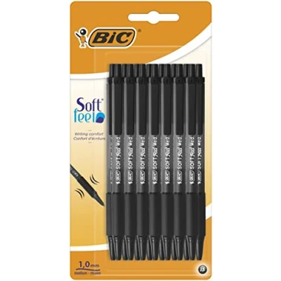 Immagine di BIC Soft Feel Click Grip Penna a sfera, colore: nero, confezione da 15 pezzi