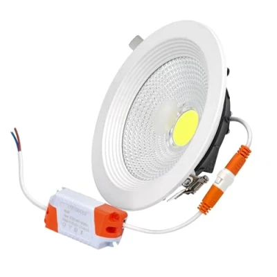 Immagine di JANDEI Downlight LED COB da incasso 10W (equivalente 60W), Faretto Rotondo Cornice Alluminio Bianco, 130x55mm (foro 105mm), 900 Lumen, IP44 ideale Bagni, Cucine 1 unitá (Fredda 6000K)