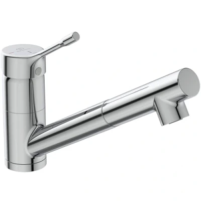 Immagine di Ideal Standard BC294AA Ceralook Miscelatore da appoggio su lavello, a bocca bassa orientabile ed estraibile, doccetta 1 funzione, cromato