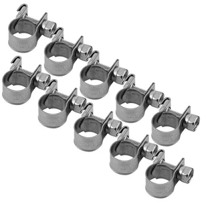 Immagine di Fydun 10pz Fascetta stringitubo in acciaio inossidabile Mini tubo di alimentazione Morsetto per flessibile a parete sottile piccole dimensioni (8 10Mm) + clip ina