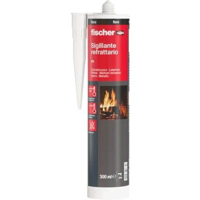 Immagine di Fischer Sigillante Refrattario SR Nero, Fino A 1200 (1500 Picco), Resistente Alle Alte Temperature E Al Calore, Per Giunti, Caminetti, Barbecue, Stufe, Forni, Caldaie, 544448