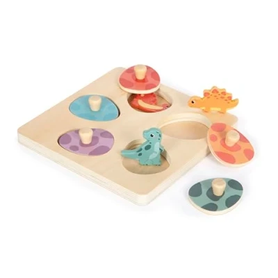 Immagine di Small Foot incastro con dinosauri e Memory Dino in legno FSC 100% certificato, memo 6 pezzi di puzzle, dai 12 mesi, 12649