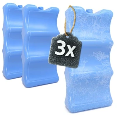 Immagine di COM FOUR® 3x elemento di raffreddamento per lattine e bottigliette impacco ghiaccio impacchi frigorifero borsa termica (3x freddo)