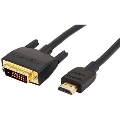 Immagine di Amazon Basics Cavo adattatore da HDMI a DVI (maschio), bidirezionale, 1080P, placcato oro, 0.9 m, confezione 10, nero