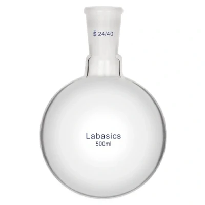 Immagine di Labasics Pallone a Fondo Tondo in Vetro, Vetro Borosilicato Muro Pesante Collo Corto Round Bottom Flask RBF Singolo con Giunto Esterno Conico Standard 24/40, 500 ml