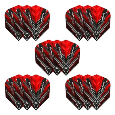 Immagine di Harrows Supergrip Ultra Dart Flights 5 x set di alette per freccette (15 totali) I 100 micron Premium Extra Strong Made in UK accessori professionali Red
