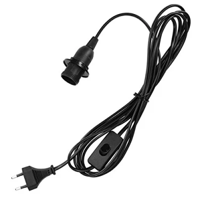 Immagine di kwmobile portalampada E14 con interruttore e spina cablaggio anello cavo 3,5m nero standard EU lampadina lampade parete pendenti abat jour