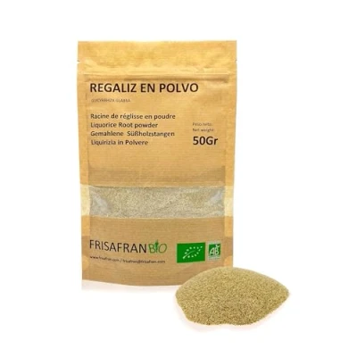 Immagine di FRISAFRAN Radici di liquirizia macinata BIO RADICE IN polvere pura bastoncini stecche Direttamente dal produttore 50g