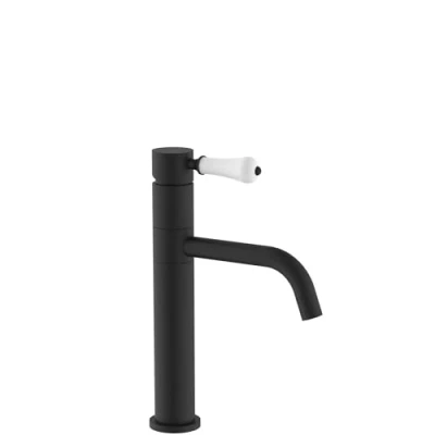 Immagine di Rea Rubinetto bagno Lavabo Serra Black Low Miscelatore da in ottone monocomando caldo e freddo regolabile (Nero opaco)