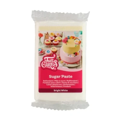 Immagine di Funcakes Pasta Di Zucchero Bright White: Facile Da Usare, Liscia, Flessibile, Morbida E Pieghevole, Halal, Kosher Senza Glutine. 250 Gr, Vaniglia, ‎12 x 7 2.5 cm 0.27 grammi