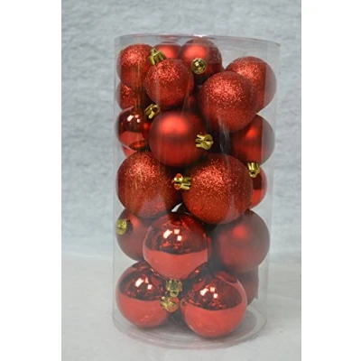 Immagine di Palline infrangibili assortite rosse, confezione da 30 pezzi