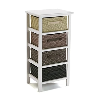 Immagine di VERSA Gavle Mobile Bagno, Mobiletto Bagno Salvaspazio, Mobiletti, Cassettiera con 4 cassetti per organizzare, Misure (A x L l) 73 28 37 cm, Legno e Poliestere, Colore Marrone