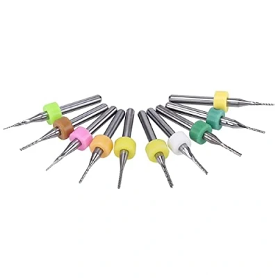 Immagine di Akozon Punta Fresa Drill Milling Cutter PCB 10 pz 1/8&quot; Gambo Frizione con Rivestimento in Acciaio al Carburo Cementato Fine Incisione Bit Frese Rotative CNC 0,5 1,4mm