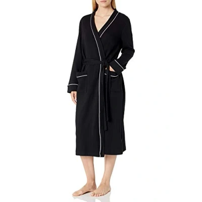 Immagine di Amazon Essentials Accappatoio Leggero A Nido d&#039;Ape Tutta Lunghezza (Taglie Forti Disponibili) Donna, Nero, XS