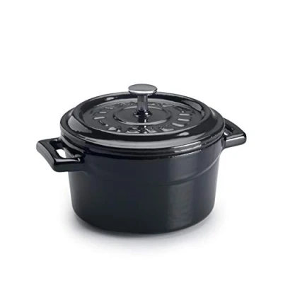 Immagine di Pentole Agnelli COGHSRP10410R Slowcook Casseruola con Maniglie e Coperchio, Ghisa, Nero Lucido 0.36 L 10cm