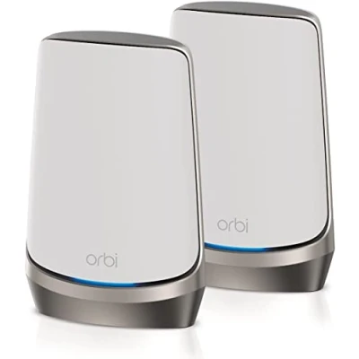 Immagine di NETGEAR Orbi Mesh WiFi 6E Quad Band RBKE962 Router con 1 Extender Satelliti, Copertura Fino a 400 m², 200 Dispositivi, AXE11000, 10.8 Gbps, Bianco