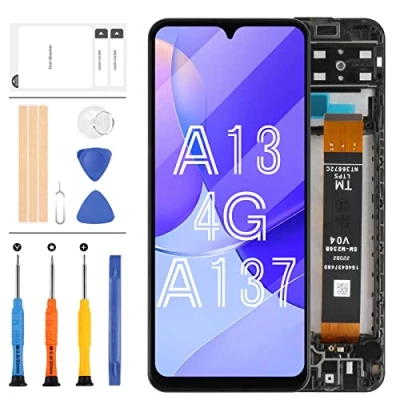 Immagine di Schermo LCD per Samsung Galaxy A13 SM A137 Sostituzione dello A137F A137F/DSN Display Touch Screen Digitizer Assembly Nero con Telaio (Non Adatto 5G)