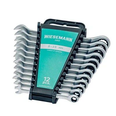 Immagine di WIESEMANN 1893 Set di chiavi a cricchetto da 12 pezzi 8 19 mm con 72 denti acciaio Q 30 cromato I supporto 81567