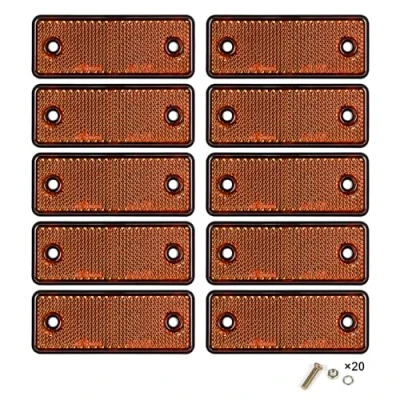 Immagine di Yinaolan Catarifrangente 10 Pezzi Universale Catarifrangenti Rifrangente Autoadesiva Rettangolare Giallo Sicurezza Posteriore Riflettente Incollare