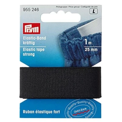 Immagine di Prym Nastro Elastico Resistente, 25 mm, Nero, 72% PES 28%