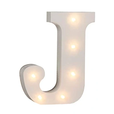 Immagine di Lampada Out of the Blue, lettera J in legno, con 6 LED.