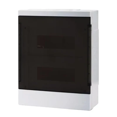 Immagine di LION Electric Scatola dei fusibili a parete, 24 moduli, armadio 2 file, bianco con porta trasparente, senza alogeni, per ambienti umidi, protezione extra PE/N, morsetto in ottone