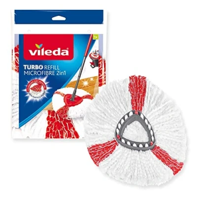 Immagine di Vileda Turbo 2in1 fiocco ricambio, confezione da 1, adatto ai sistemi e Smart,+20% raccolta di sporco,per tutti i tipi pavimento,Rimuove oltre il 99% batteri virus* solo con acqua