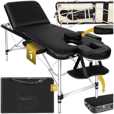 Immagine di TecTake LETTINO MASSAGGI IMBOTTITURA ESTETISTA MASSAGGIO PORTATILE IN ALLUMINIO (Nero No. 401045)