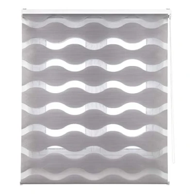 Immagine di Blindecor Lira Onde Tenda a Rullo con Doppio Strato Notte e Giorno, 100 x 180 cm (Larghezza Lunghezza), Argento
