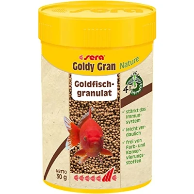 Immagine di sera Goldy Gran Nature 100 ml mangime granulato per pesci rossi più grandi con 4% di farina insetti, acquario elevata utilizzabilità e quindi meno alghe