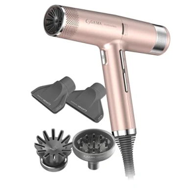 Immagine di GA.MA Italy Professional, Asciugacapelli iQ3 Perfetto, Phon Ultraleggero con Motore Brushless da 110.000 giri/min, Tecnologia Stand by e Funzione Turbo, 1600 W di Potenza, Gold Rose