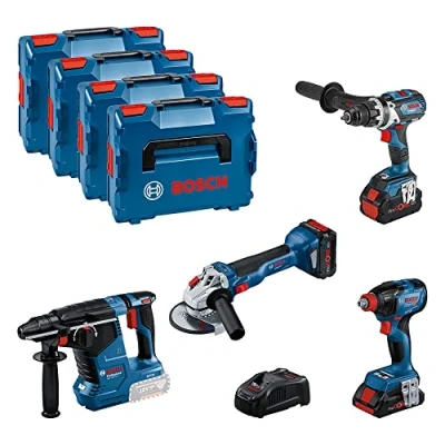 Immagine di Bosch Professional Combo Kit GSR 18V 110 C + GDX 210 GWS 10 GBH 24 (incl. 2 batterie ProCORE da 5.5 Ah, 1 batteria 4.0 caricabatteria GAL 1880 CV, in L BOXX)