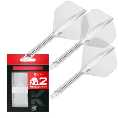 Immagine di Target Darts K Flex Integrated Dart Flight And Shaft, N. 2 Clear (Medium) Confezione da 3 2, voli per Freccette e Stelo di precisione in 1