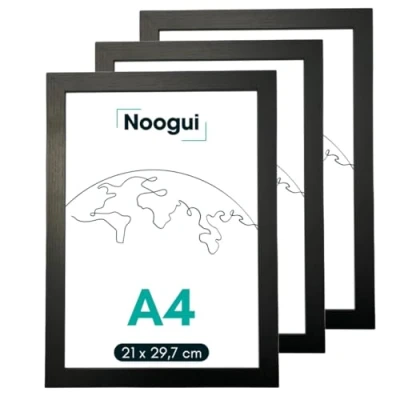 Immagine di NOOGUI Cornice A4 3 unità Legno per foto Cornici da Parete Dimensioni 21x30 cm Colore Ideale e certificati (Nero, [3 unità])