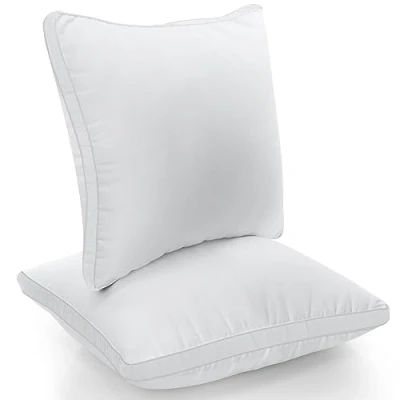 Immagine di Utopia Bedding Cuscini Letto (Set di 2), 60 x cm Guanciali Coppia Tessuto Spazzolato con Fibra Poliestere 3D Morbida e Traspirante (Bianco)