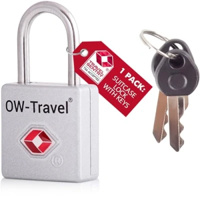 Immagine di OW Travel lucchetto chiave TSA Valigia per Valigie e Bagagli da Viaggio. piccolo con armadietto chiave, palestra. Lucchetti USA Argento 1 pezzo
