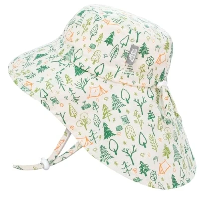 Immagine di Jan &amp; Jul Grow with Me Cappello da sole per bambini, UPF 50+, in cotone, con tesa larga, Campeggio Boschetto, 0 6 mesi
