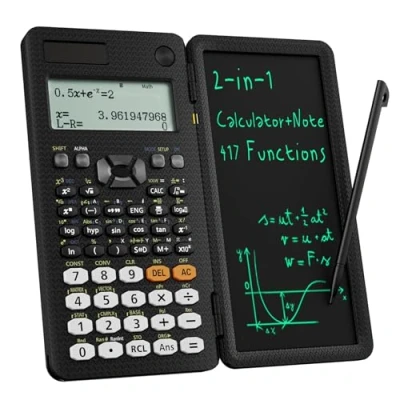 Immagine di 991ES Plus Calcolatrice scientifica da tavolo, display multiview ROATEE a 4 righe con tablet scrittura LCD cancellabile, alimentazione batteria solare blocco note per la scuola