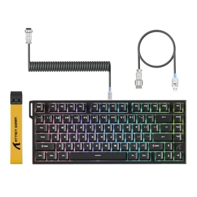 Immagine di ATTACK SHARK R82 HE Tastiera Gaming 75% con Cavo, Cavo C01ULTRA LED, Switch Magnetici, 8000Hz, Precisione Ultra 0,005mm RT Tech, Retroilluminazione RGB, 5 Strati Fonoassorbenti (Nero)
