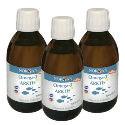 Immagine di NORSAN Arktis omega 3 2000mg I Olio di fegato merluzzo liquido senza reflusso 3x200 ml EPA DHA Integratore pesce con 800 UI vitamina D3