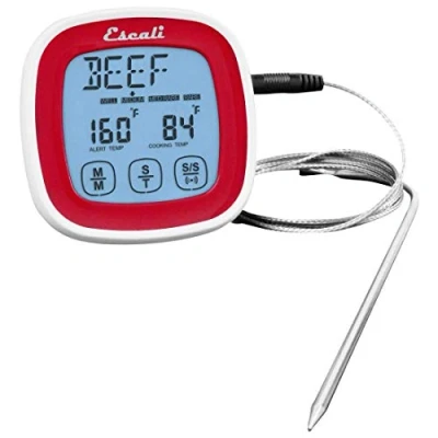 Immagine di Escali DHR1 R Termometro digitale touch screen con sonda in acciaio inox e timer, rosso