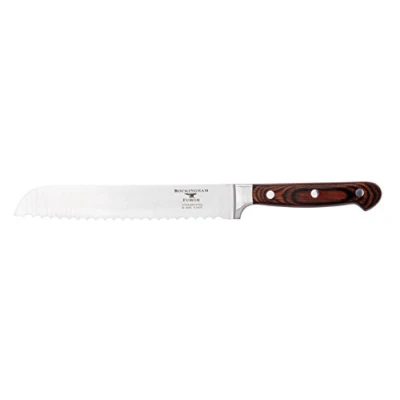 Immagine di Rockingham Forge Coltello da pane serie 8000 manici classici rivettati in Pakkawood e costruzione a codolo pieno, lame acciaio inox, RF 8003
