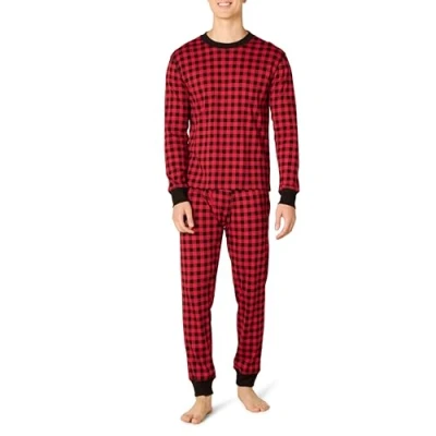 Immagine di Amazon Essentials Set Pigiama in Maglia Uomo, Rosso Ciliegia/Nero A Quadri Grandi Classici, S