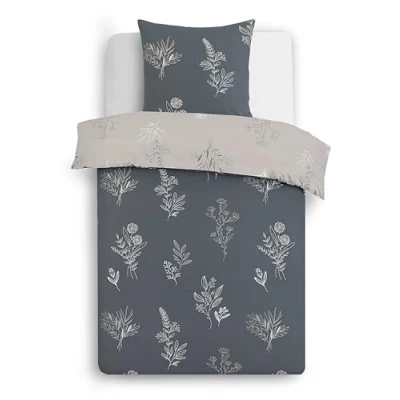 Immagine di Vision Set copripiumino reversibile Helena 140 x 200 cm con 1 federa per cuscino letto singolo 100% cotone