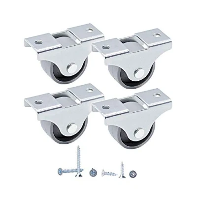 Immagine di Confezione da 4 ruote in plastica 25 mm, con piastre di montaggio, resistenti, non girevoli, per mobili, viti incluse (4)