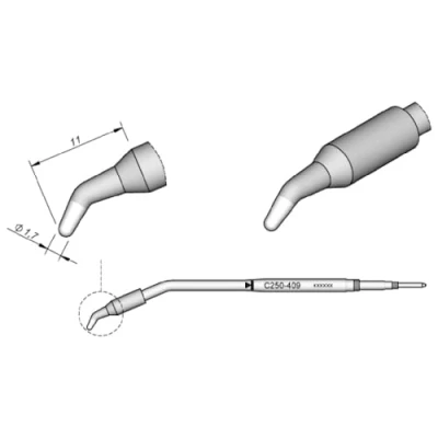 Immagine di JBC Tools punta di saldatura Forma a scalpello, taglio sbieco Dimensione 1.2 mm Lunghezza punte 10 Contenuto 1 pz.