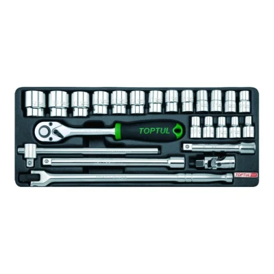 Immagine di TOPTUL GCAT2402 Modulo attrezzi 24 8, 9, 10, 11, 12, 13, 14, 15, 16, 17, 19, 21, 22, 23, 24, 27, 30, 32 Acciaio al cromo vanadio 1/2