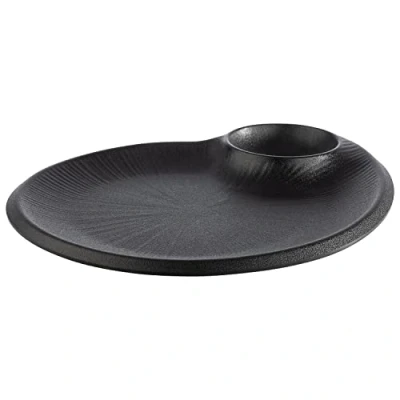 Immagine di APS 85075 NEROmit piatto in melamina integrato, da portata per molti alimenti, 30,0 x 25,0 2,5 cm